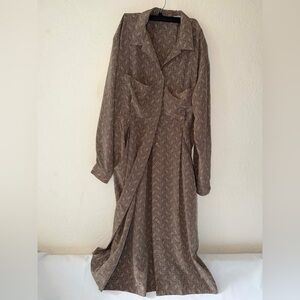 Talbots  Vintage Brown Printed Shirt Dress Women’s Midi Retro Style